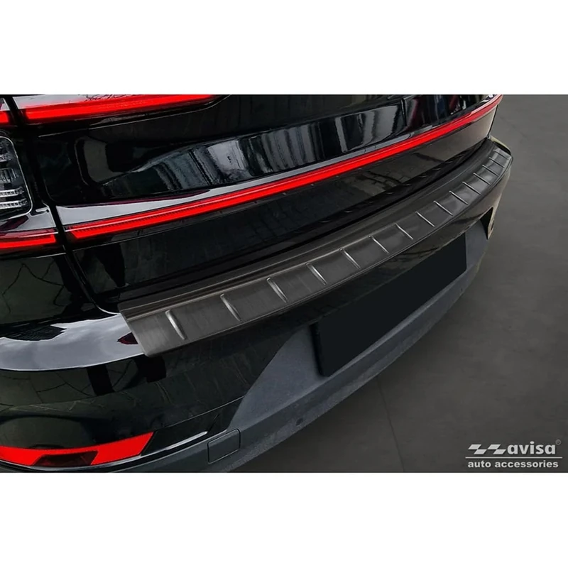 Avisa Black Stainless Steel Rear bumper protector compatible with Polestar 2 2019-2023 & Facelift 2023- 'Ribs'
