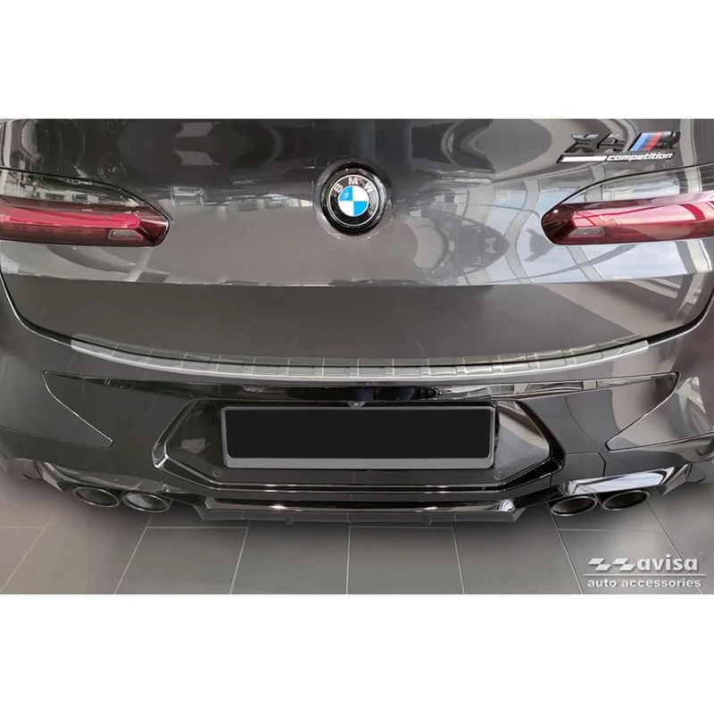 Avisa Stainless Steel Rear bumper protector compatible with BMW X4 G02/F98 M Competition Facelift 2021- 'Ribs'
