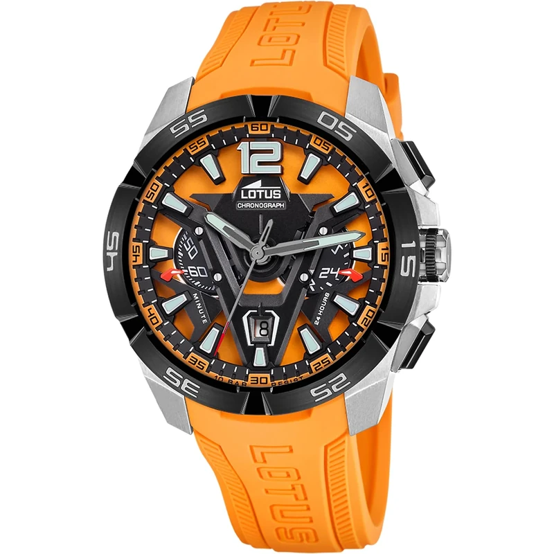 Lotus Mens Chronograph Steel Watch with Rubber Strap 18944/3