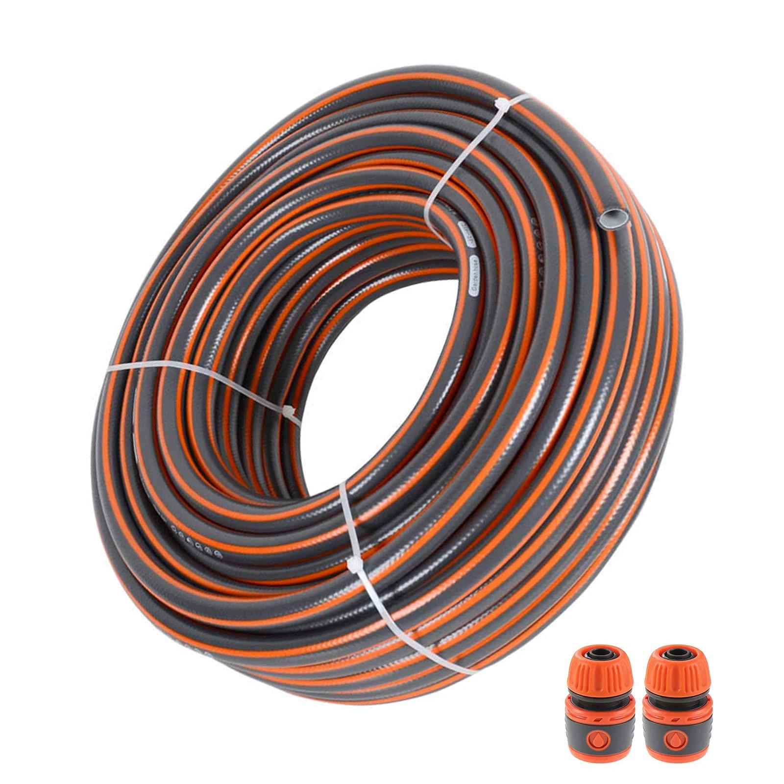 Alederways Garden Hose Pipe, 1/2" UV-Resistant Long Hose, 4 Layers Explosion Proof Braided Reinforced Outdoor Water HosePipes for Garden Including Hose End Quick Connector (Orange Grey, 30M/98Ft)