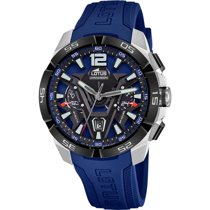 Lotus Mens Chronograph Steel Watch with Rubber Strap 18944/1