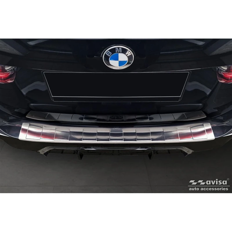 Avisa Stainless Steel Rear bumper protector compatible with BMW 3 Series Touring (G21) Facelift 2022- with M-Package 'Ribs'