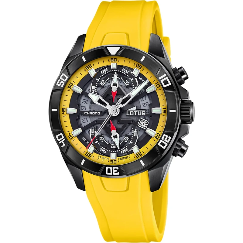 Lotus Mens Chronograph Steel Watch with Rubber Strap 18945/1