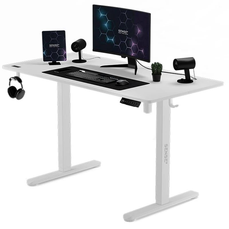 SENSE7 Nojo Computer Desks, Fibroeasy, White, Standard - Image 1