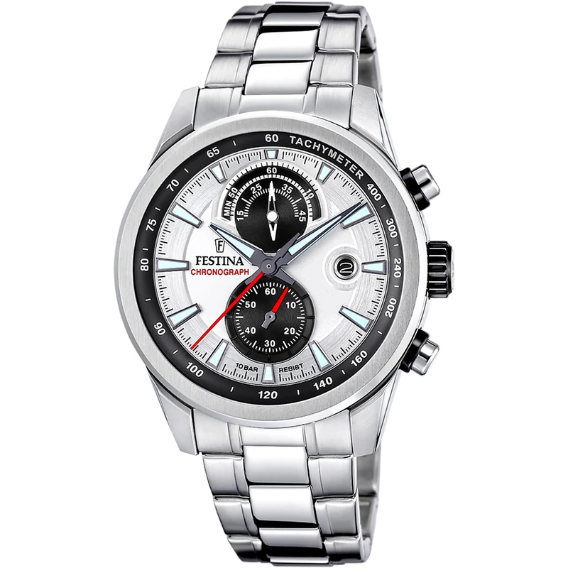 Festina Mens Stainless Steel Chronograph Watch with Steel Bracelet F20694/1