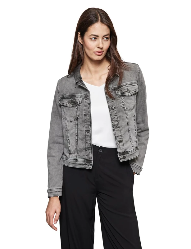 Street One Women's A212250 Jacket in Denim Look, Grey Random Washed, XS/S