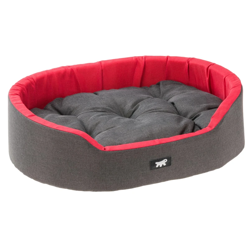 Ferplast Dog Bed Dandy - Removable, Washable Cushion, Cotton Cover with Soft Padding, Bed for Medium Size Dogs, 80 x 55 xh 18 cm, Red