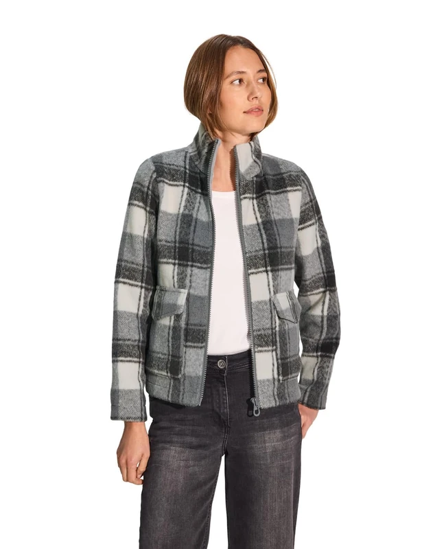 Cecil Women's B212180 Plaid Jacket, Mineral Grey Melange, L