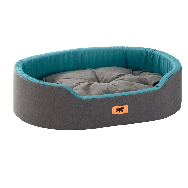 Ferplast Dog Bed Dandy - Removable, Washable Cushion, Cotton Cover with Soft Padding, also ideal as a Cat Bed, 65 x 46 xh 17 cm, Blue