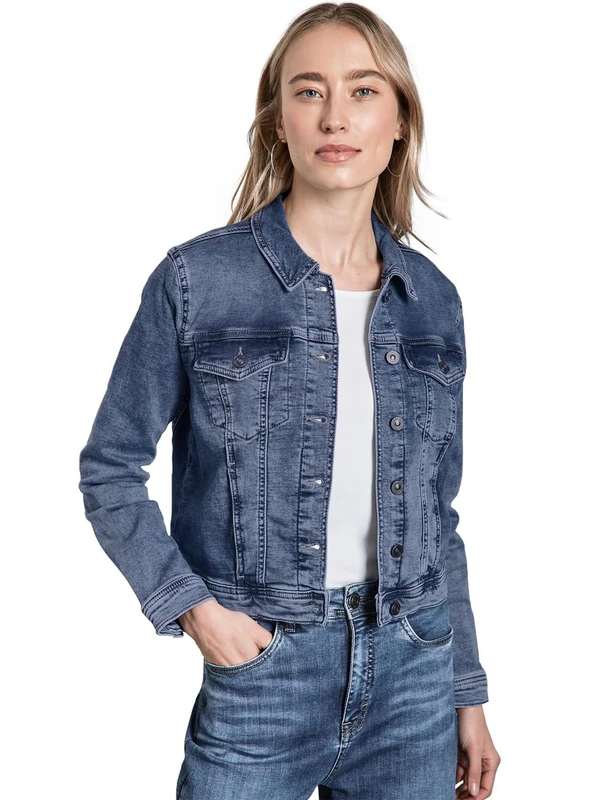 Street One Women's A212250 Jacket in Denim Look, Soft Medium Washed, XS/S