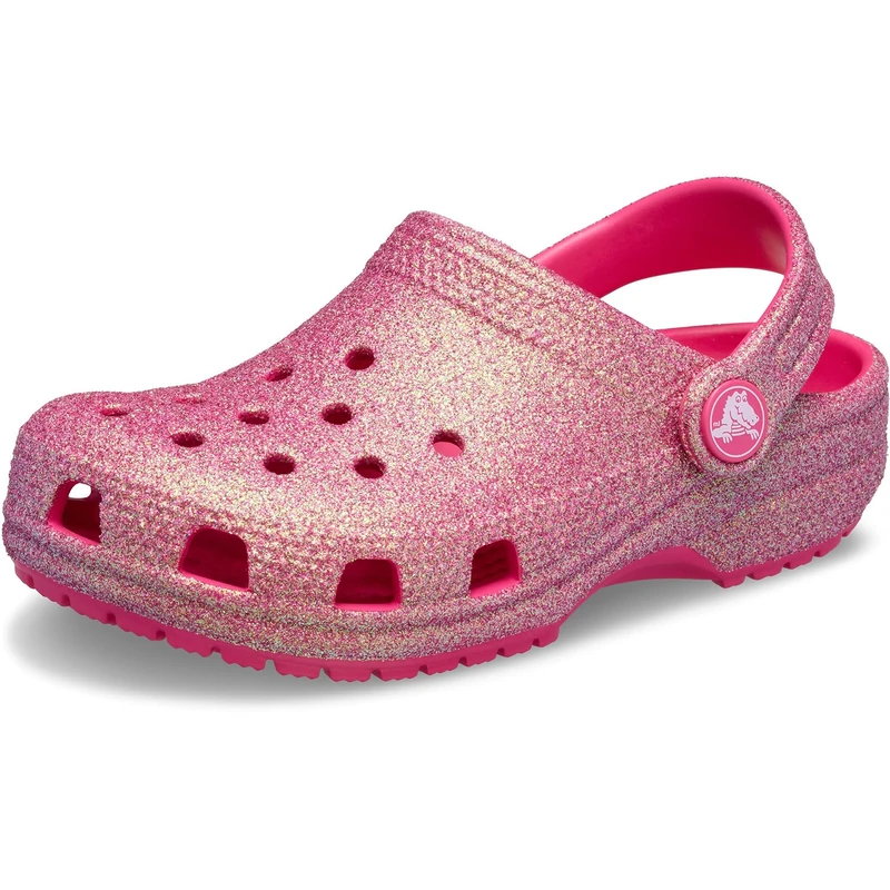 Crocs Unisex Kids Clog, Classic Iridescent Glitter Clog K, Dragon Fruit, 13 UK Child
