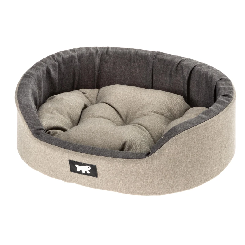 Ferplast Dog Bed Dandy - Removable, Washable Cushion, Cotton Cover with Soft Padding, Bed for Medium Size Dogs, 80 x 55 xh 18 cm, Brown