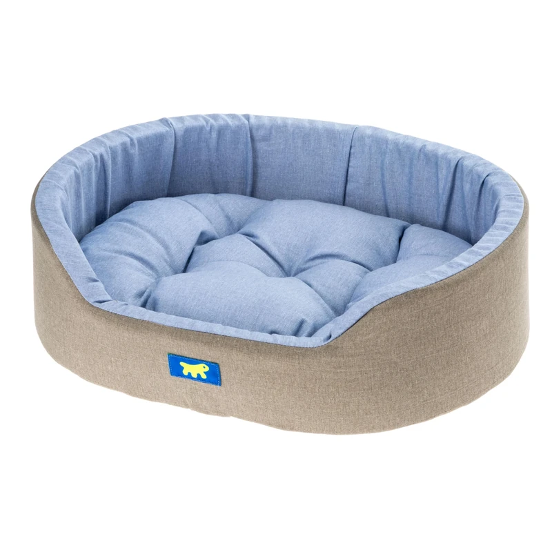 Ferplast Dog Bed Dandy - Removable, Washable Cushion, Cotton Cover with Soft Padding, Bed for Medium Size Dogs, 95 x 60 xh 21 cm, Light Blue