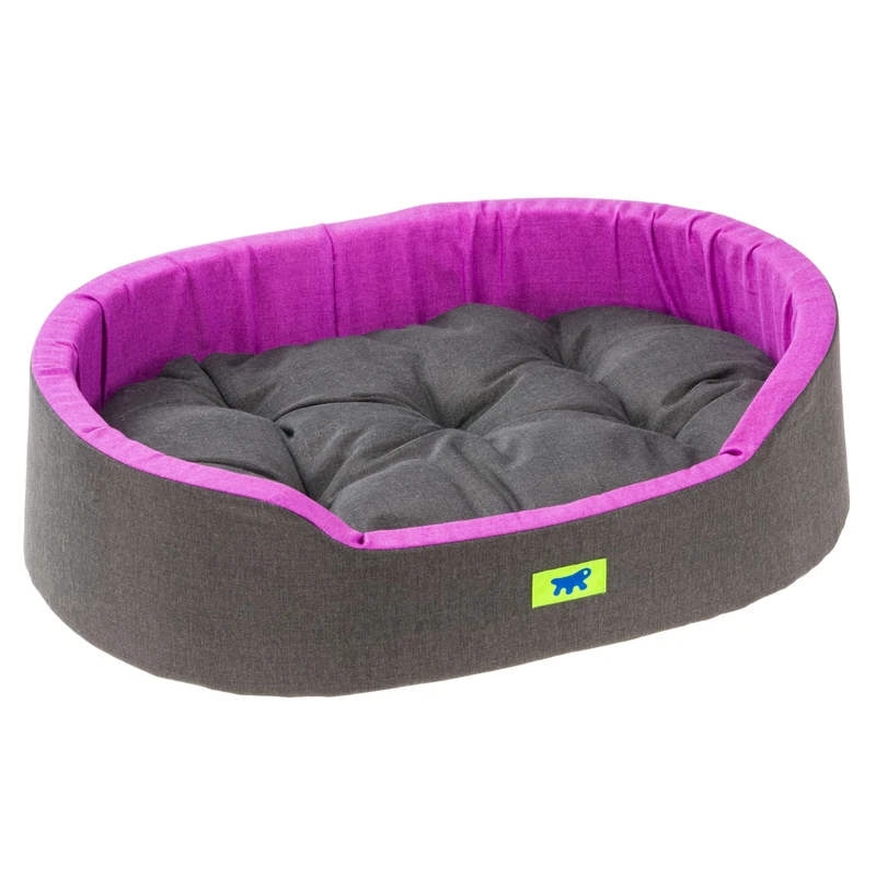 Ferplast Dog Bed Dandy - Removable, Washable Cushion, Cotton Cover with Soft Padding, also ideal as a Cat Bed, 65 x 46 xh 17 cm, Purple