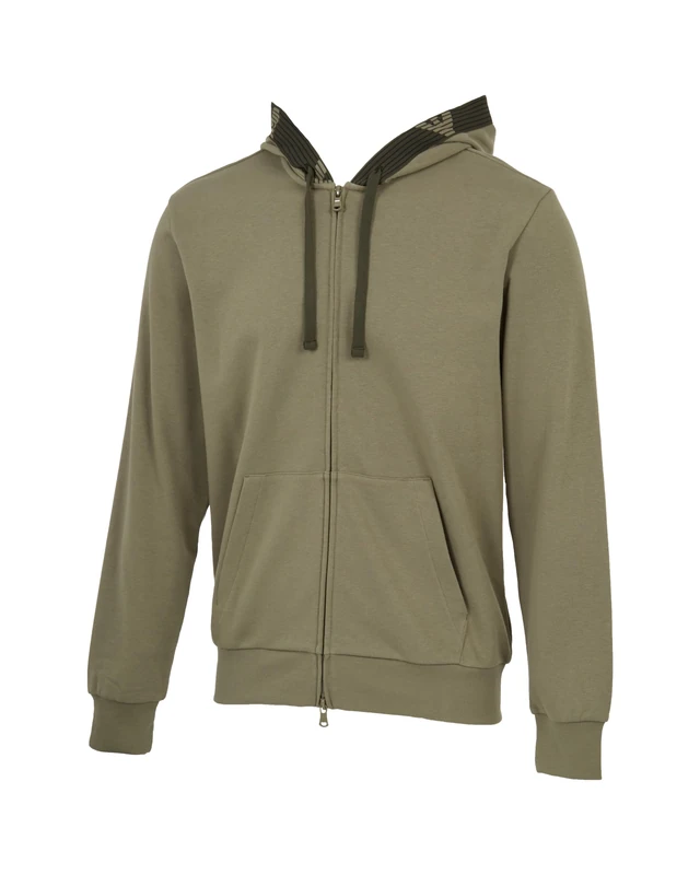 Emporio Armani Man Basic Terry Hoodie Zip Sweatshirt - Brown M