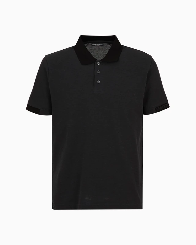 Emporio Armani MAN Embroidery Logo Polo Beachwear Black XXL