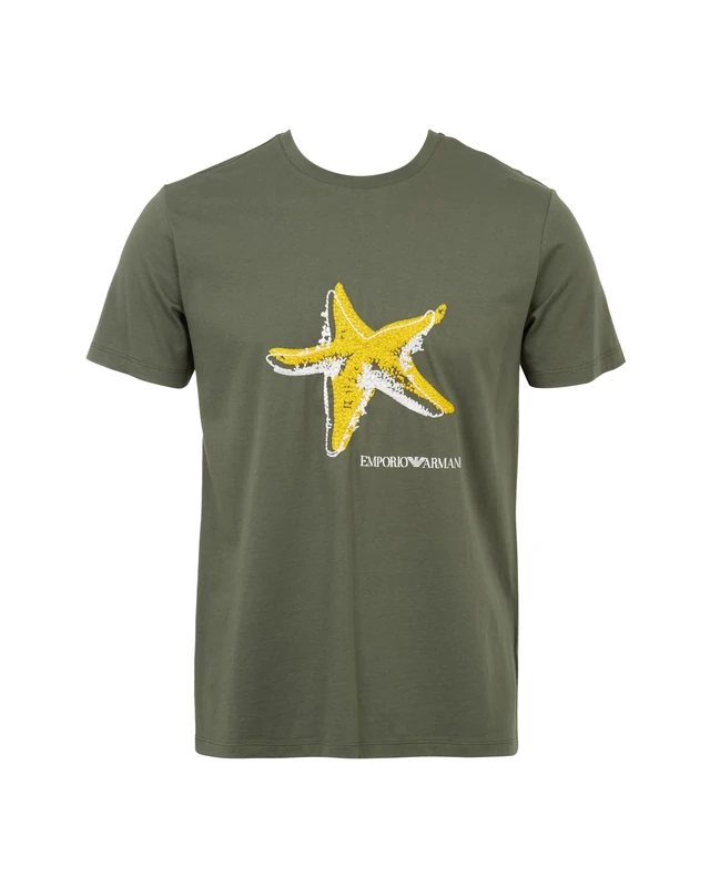 Emporio Armani MAN SEA Animals Round-Neck T-Shirt Green M