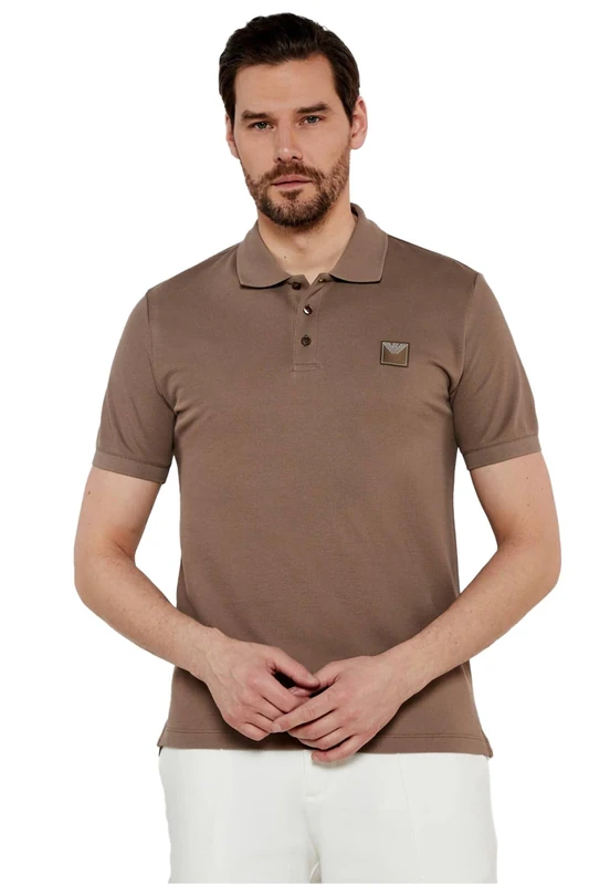 Emporio Armani Man Satin Label Polo Beachwear Brown S