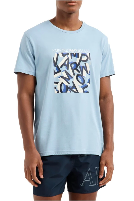 Emporio Armani MAN Printed Out of Water Round-Neck T-Shirt Blue S