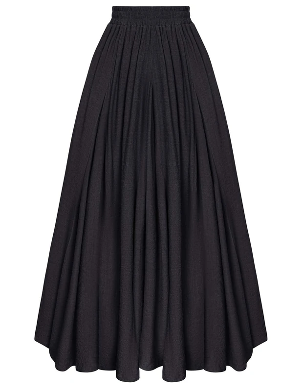 Scarlet Darkness Women Casual Maxi Skirt Flowy Bohemian Renaissance Long Skirts, Black, M - Image 1