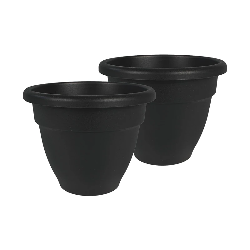 The HC Companies Planters, Black, 16" (Pack of 2)
