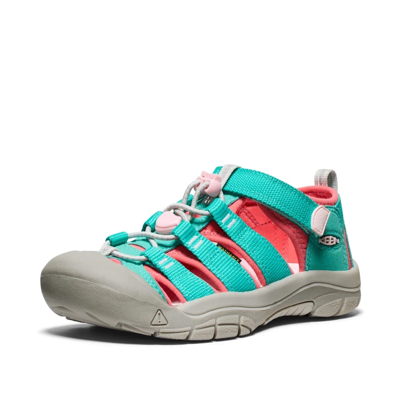 KEEN Unisex-Child Newport H2 Closed Toe Water Sandals, Bright Aqua/Pink-A-Boo, 7
