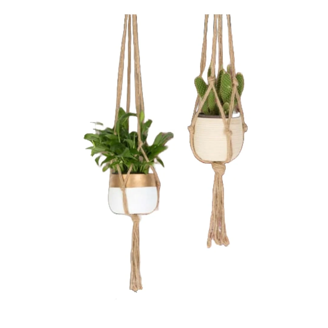 LTY Macrame Plant Hanger Holder Indoor Outdoor Hanging Planter Basket Rope Pot Holder Jute Rope House (110cm)