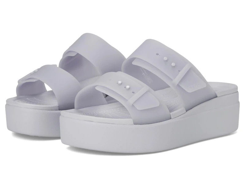 Crocs Women Sandal, Brooklyn Buckle Frosted Low Wedge, Purple Moon, 5 UK Women