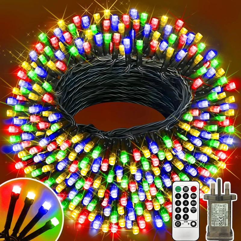 XURISEN Outdoor Fairy Lights, 156M 1300LED Christmas Tree Lights Plug in 8 Modes Remote Control Mains Powered Waterproof String Lights for Garden,Patio,Wedding,Indoor Party Decorations (Multicolor)