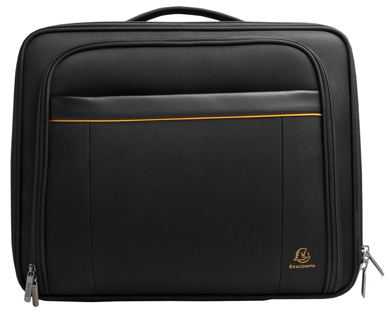 EXACOMPTA - Ref 18334E - 1 Exatrolley Slim Exactive - Business case with Wheels for PCs up to 15.6" - Retractable Telescopic Handle in Zipped Compartment - Dimensions: 45 x 25.5 x 39.5 cm