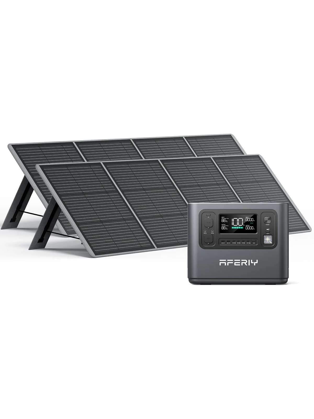 AFERIY Portable Power Station 1200W with 2pcs Solar Panel 200W, Portable Power Station 1200W 960Wh Solar Generator for Camping, Home Backup, RV