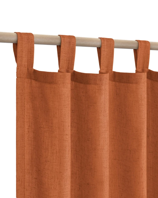 KOUFALL Fall Curtains for Living Room 84 Inches Long,Farmhouse Boho Tab Top Linen Sheer Burnt Orange Curtains 2 Panels for Bedroom Autumn Decor