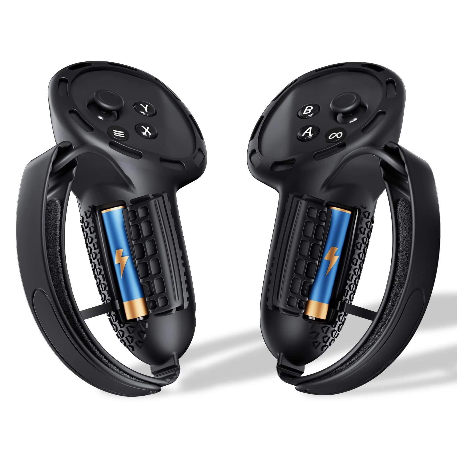 SUPERUS Upgraded Controller Grips Cover Compatible with Meta Quest 3S/Quest 3 Accessories, All-Silicone Controller Grips for Quest 3S/Quest 3 with Battery Opening and Knuckle Straps Protector