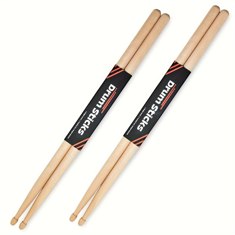 2 Pairs Drum Sticks 5A, Professional Classic Maple Wood Drumsticks, Wood Tip for Acoustic Drums or Electronic Drums, Adults, Kids and Beginners (2Pairs)