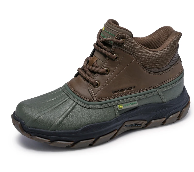 Skechers Men's Respected Swamper Ankle Boot, Olive Leather/Duraleather/Brown Trim, 12 UK