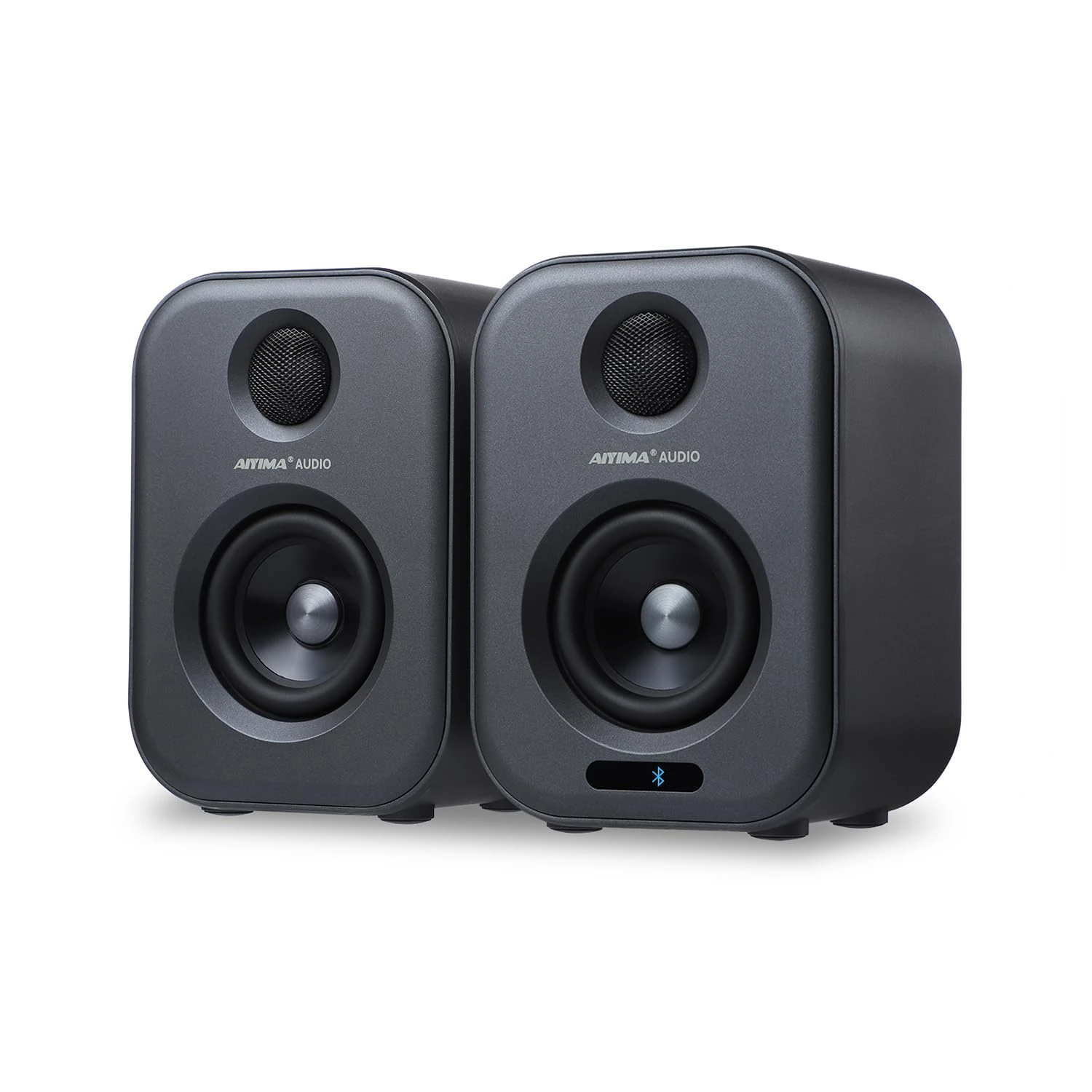 AIYIMA S400 Active Bookshelf Speaker, 80W HiFi Bluetooth Desktop Speaker with 2.0 Channel 4" Drivers, Optical/RCA Output for Home Theaters and Studios