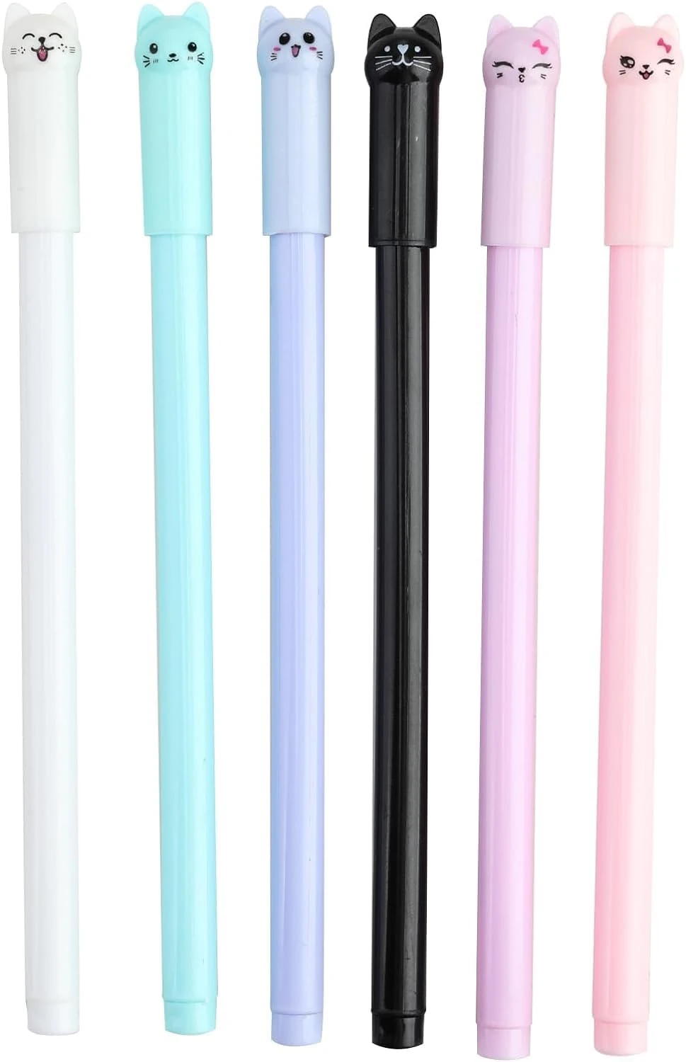 6 PCS 0.5mm Gel Ink Pen Set with Cute Cat Cartoon Animal Design for Sketching Drawing and Writing - Quick-Dry Black Ink for Student Stationery Office Supplies Gifts
