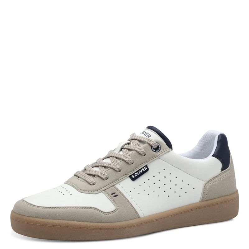 s.Oliver Men's Low Top Vegan Trainers, White, 9.5 UK