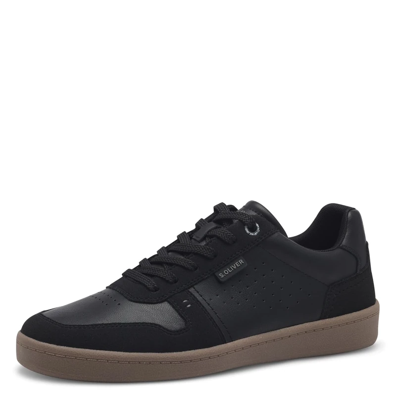 s.Oliver Men's Low Top Vegan Trainers, Black, 8 UK