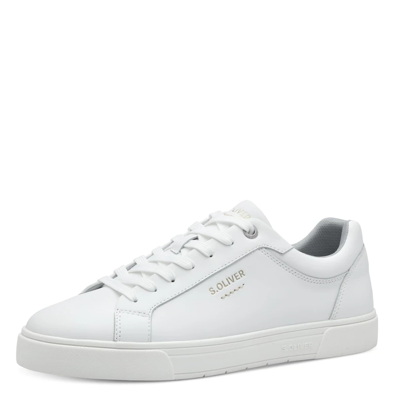 s.Oliver Men's Low 5-13604-43 Trainers, White Uni, 44 EU, Plain White, 9.5 UK