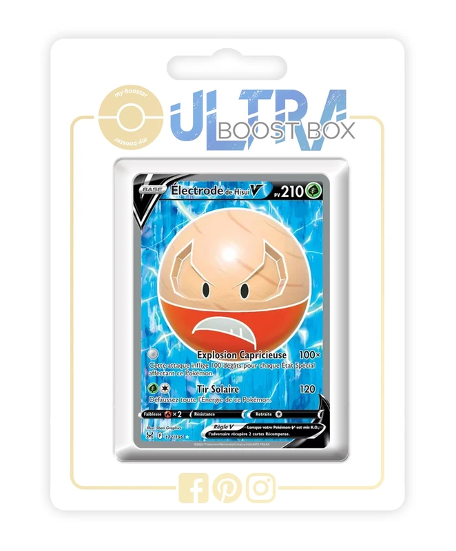 Électrode de Hisui V (Hisuian Electrode V) 172/196 Full Art - Ultraboost X Epée et Bouclier 11 Origine Perdue - Box of 10 Pokemon French Cards