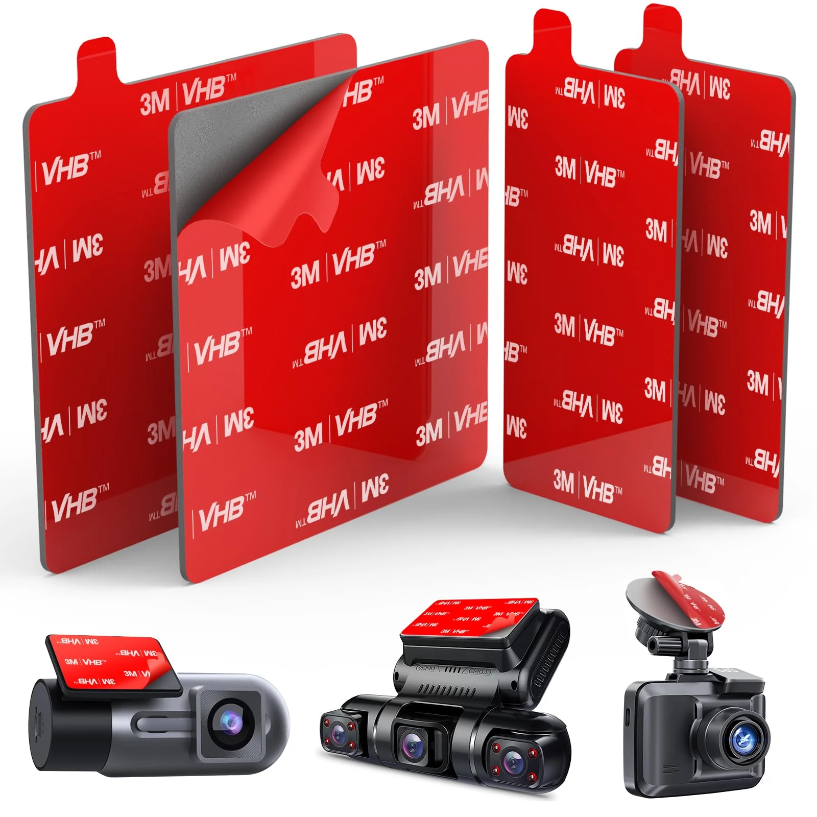 volport 3M VHB Adhesive Sticky Pads for Dashcam GoPro Car Camera Action Cam, Heat Resistant Double Sided Mounting Tape Replacement Sticker for Windscreen & Dashboard for GKU Thinkware Road Angel 70mai