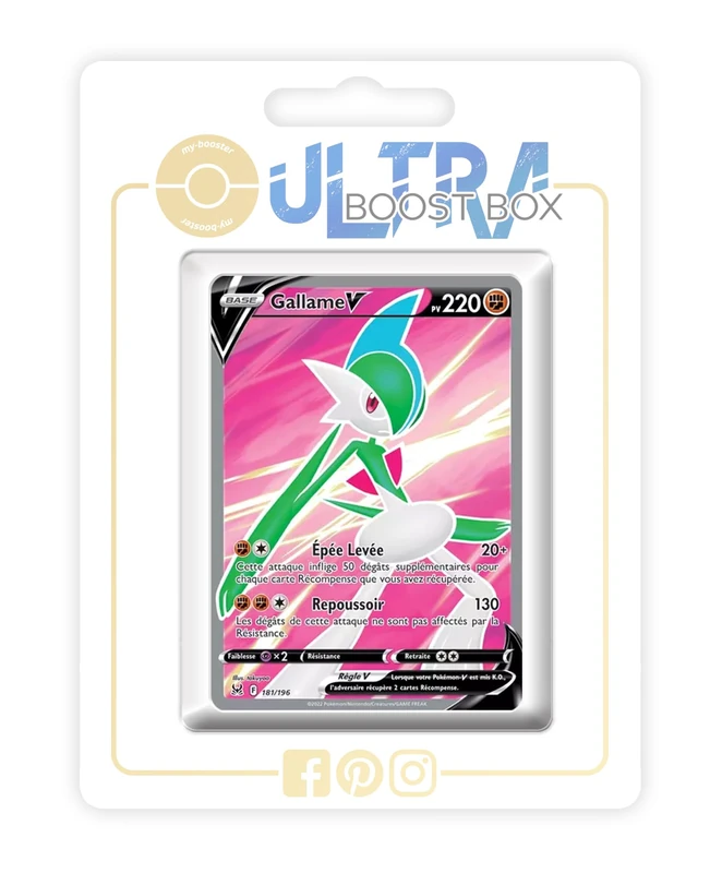 Gallame V (Gallade V) 181/196 Full Art - Ultraboost X Epée et Bouclier 11 Origine Perdue - Box of 10 Pokemon French Cards