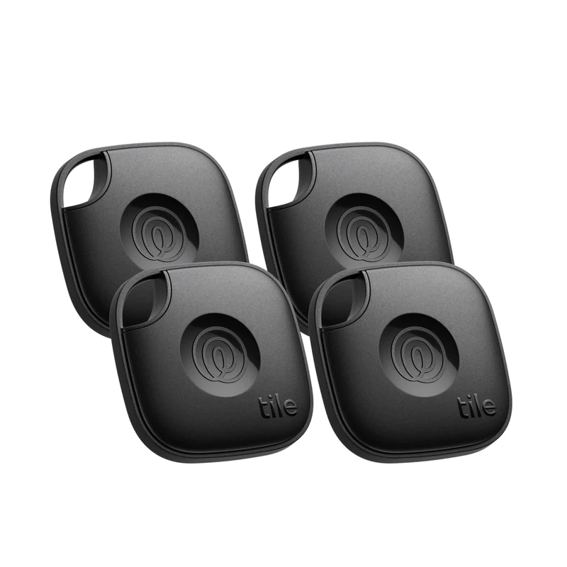 Tile by Life360 Mate - Bluetooth Tracker, Keys Finder and Item Locator for Keys, Bags and More, Phone Finder, Both iOS and Android Compatible, Pack of 4 (Black)