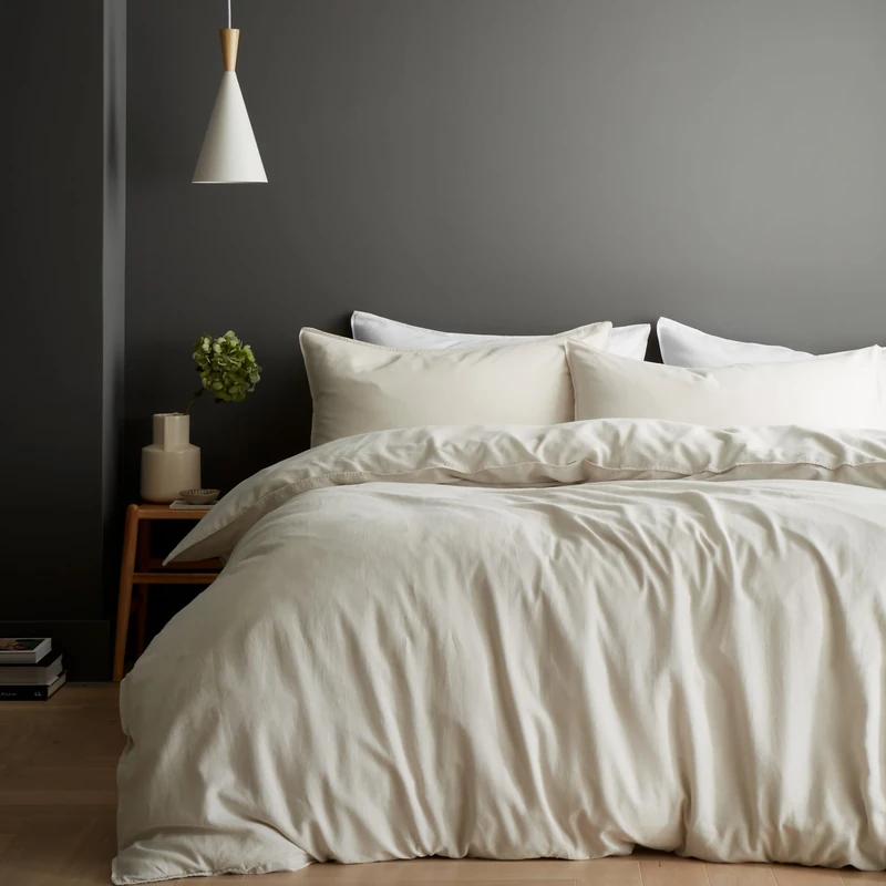 Content by Terence Conran Relaxed Cotton Linen Double Duvet Cover Set with Pillowcases Natural - Image 1
