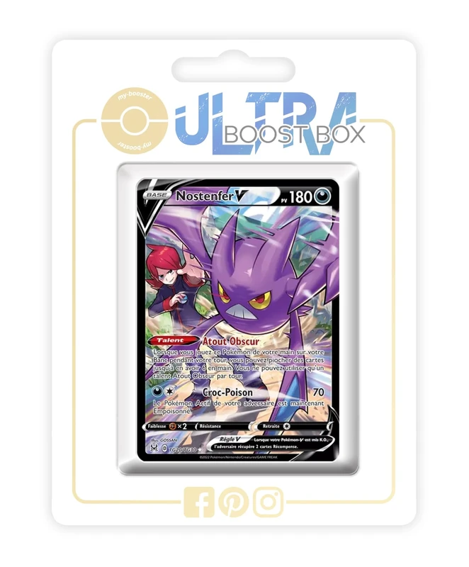 Nostenfer V (Crobat V) TG20/TG30 Alternative Shiny Pokémon Gallery - Ultraboost X Epée et Bouclier 11 Origine Perdue - Box of 10 Pokemon French Cards