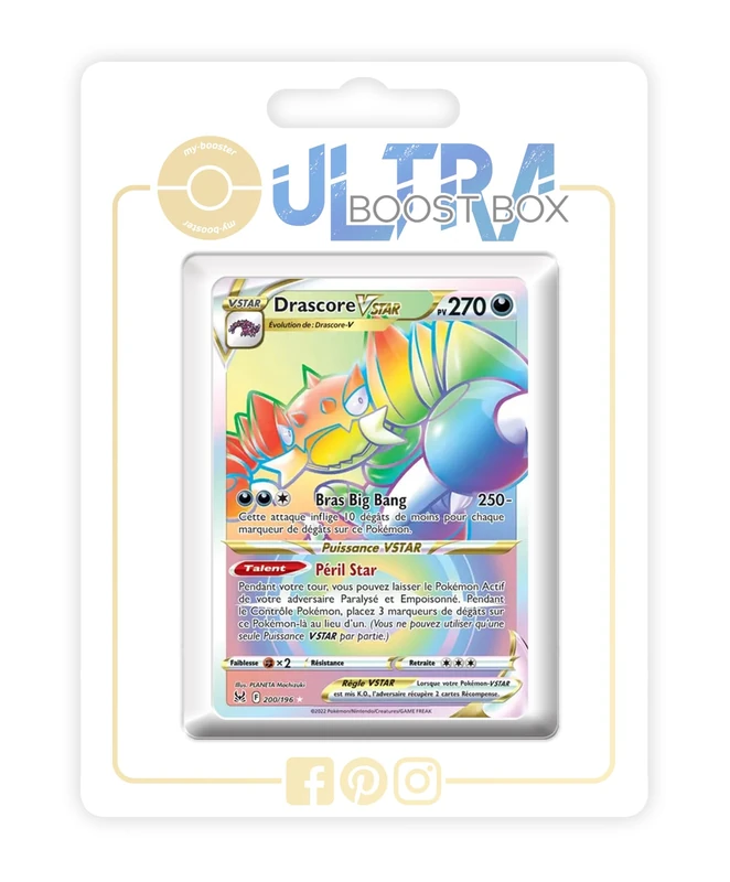 Drascore VSTAR (Drapion VSTAR) 200/196 Shiny Rainbow - Ultraboost X Epée et Bouclier 11 Origine Perdue - Box of 10 Pokemon French Cards