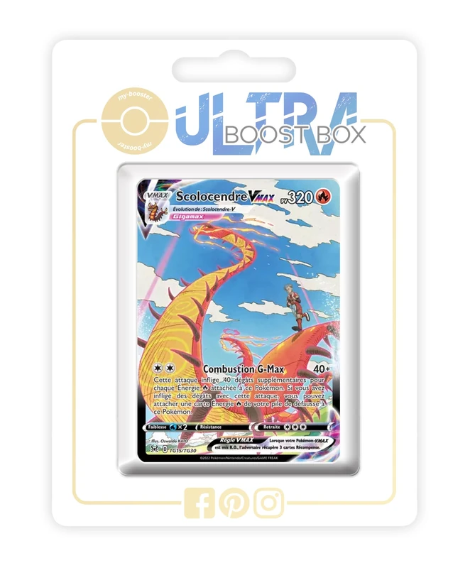 Scolocendre VMAX (Centiskorch VMAX) TG15/TG30 Alternative Shiny Pokémon Gallery - Ultraboost X Epée et Bouclier 11 Origine Perdue - Box of 10 Pokemon French Cards