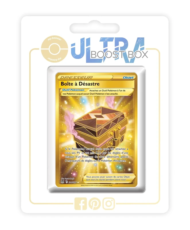 Boite à Désastre (Box of Disaster) 214/196 Shiny Gold Trainer - Ultraboost X Epée et Bouclier 11 Origine Perdue - Box of 10 Pokemon French Cards