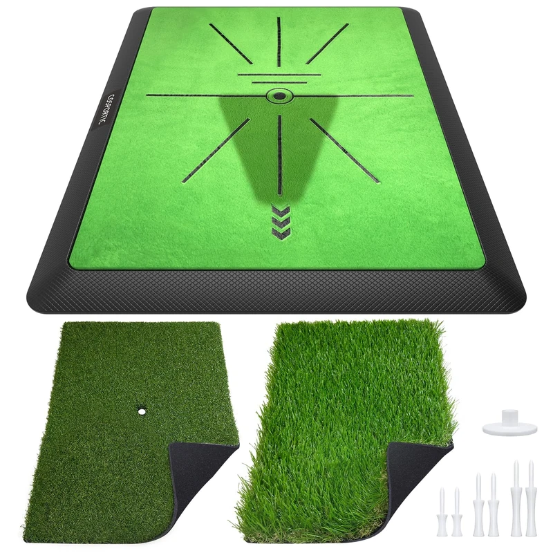 Golf Hitting Mat, Golf Training Mat for Swing Path Feedback Detection Batting,Extra Replaceable Golf Practice Mat 16"x12",Golf Gifts for Men Women for Home Indoor Outdoor